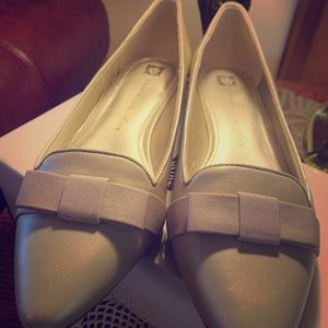 Anne Klein Cream Flats with Bow Accent